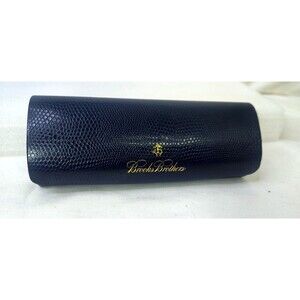 Brooks Brothers Mens Eyeglasses Case Black Textured Hard Case Cylinder EMPTY